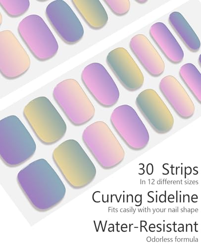 Semi Cured Gel Nail Strips - 30pcs Glaze Gel Nail Stickers, Salon Quality DIY Nail Wraps, Nail Stickers for Easy Application, UV Light Required - Image 5