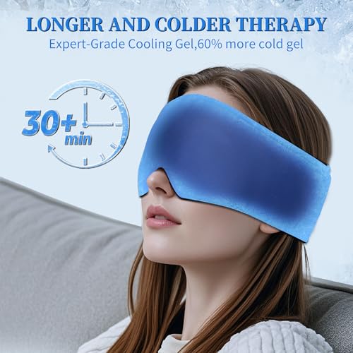Cooling Gel Eye Mask Sleep - Puffy Eyes,Dark Circles,Migraine Relief, FSA HSA Eligible, FACEMOON Reusable Sleep Mask for Hot & Ice Cold Compress,Long-Lasting Comfort for Dry Eyes,Eye Strain(Blue) - Image 3