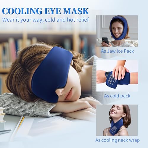 Cooling Gel Eye Mask Sleep - Puffy Eyes,Dark Circles,Migraine Relief, FSA HSA Eligible, FACEMOON Reusable Sleep Mask for Hot & Ice Cold Compress,Long-Lasting Comfort for Dry Eyes,Eye Strain(Blue) - Image 4