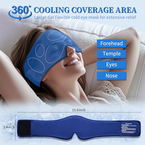 Cooling Gel Eye Mask Sleep - Puffy Eyes,Dark Circles,Migraine Relief, FSA HSA Eligible, FACEMOON Reusable Sleep Mask for Hot & Ice Cold Compress,Long-Lasting Comfort for Dry Eyes,Eye Strain(Blue) - Image 7