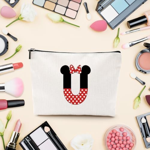 Cute Cartoon Mouse Gifts Initial A-Z Personalized Makeup Bag Monogrammed Cosmetic Bags Magic Mouse Stuff Funny Mouse Themed Gifts Mouse Lover Gifts Wizard Gifts Birthday Gifts for Women Girls (U) - Image 4