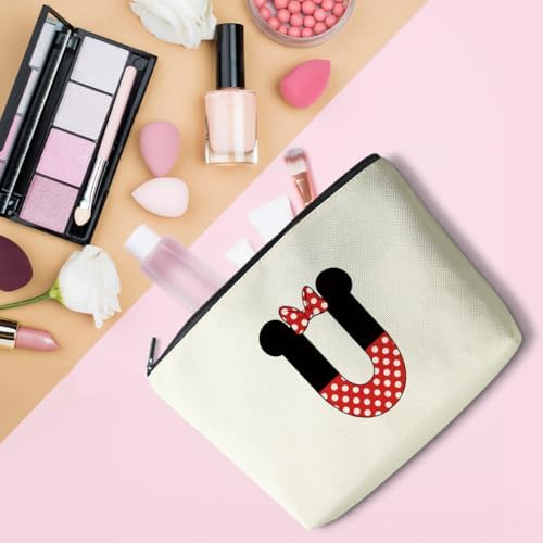Cute Cartoon Mouse Gifts Initial A-Z Personalized Makeup Bag Monogrammed Cosmetic Bags Magic Mouse Stuff Funny Mouse Themed Gifts Mouse Lover Gifts Wizard Gifts Birthday Gifts for Women Girls (U) - Image 5