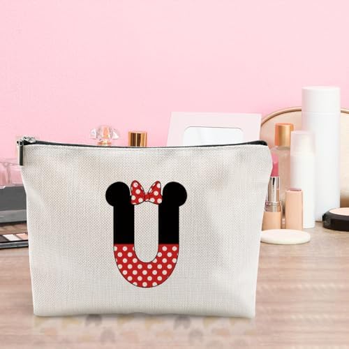 Cute Cartoon Mouse Gifts Initial A-Z Personalized Makeup Bag Monogrammed Cosmetic Bags Magic Mouse Stuff Funny Mouse Themed Gifts Mouse Lover Gifts Wizard Gifts Birthday Gifts for Women Girls (U) - Image 6