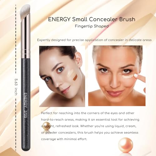 ENERGY Angled Makeup Brushes Set Vegan Powder Foundation Bronzer Nose Contour Concealer Makeup Brush for Liquid Cream Setting Powders Blending with Travel Bag - Image 4