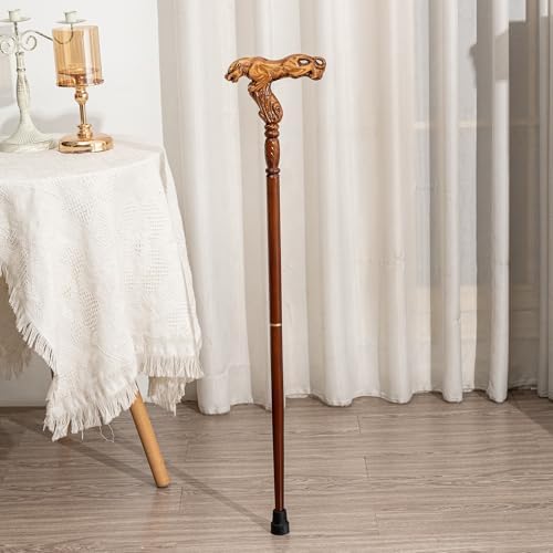Hand Carved Wooden Walking Cane with Ergonomic Handle and Rubber Tip for Men and Women - Fashionable Unique Walking Stick for Seniors - 37 inch - Image 2