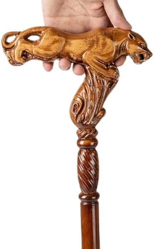 Hand Carved Wooden Walking Cane with Ergonomic Handle and Rubber Tip for Men and Women - Fashionable Unique Walking Stick for Seniors - 37 inch - Image 5
