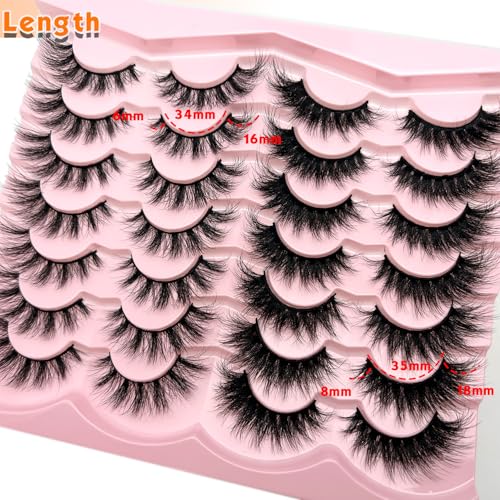 False Lashes Mink Natural Look Faux Mink Wispy Lashes Cat Eye C Curl Strip Eyelashes Book 3D Fluffy Flase Eyelashes Pack 2 Styles - Image 2