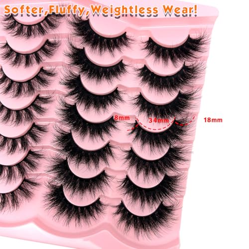 False Lashes Mink Natural Look Faux Mink Wispy Lashes Cat Eye C Curl Strip Eyelashes Book 3D Fluffy Flase Eyelashes Pack 2 Styles - Image 4