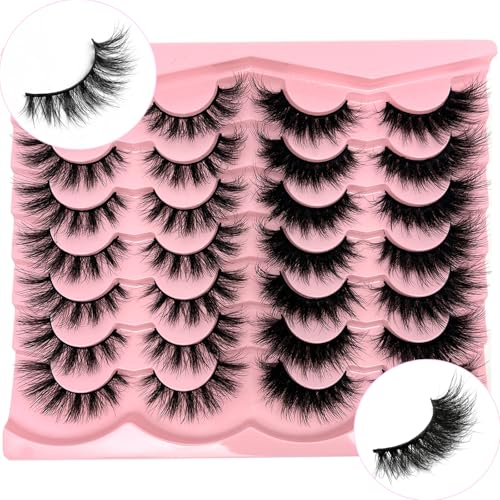 False Lashes Mink Natural Look Faux Mink Wispy Lashes Cat Eye C Curl Strip Eyelashes Book 3D Fluffy Flase Eyelashes Pack 2 Styles - Image 7