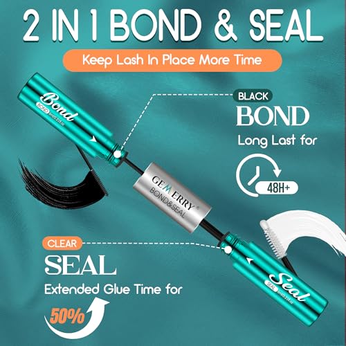 GEMERRY Lash Bond and Seal Waterproof Sensitive Eyes-Friendly Lash Cluster Glue New Upgraded Formula 12 ml Bond and Seal Lash Glue Strong Hold Eyelash Glue for Self Use at Home - Image 2