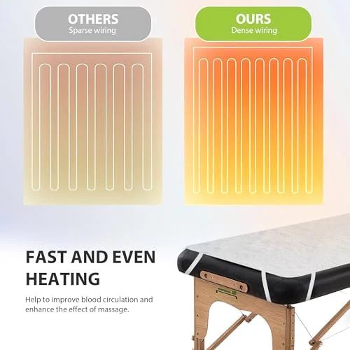 Massage Table Warmer Heating Pad Professional SPA Massage Bed Warmer with Timer, 9 Heat Settings, Overheat Protection for Massage Bed & Spa, Thickened & Soft Fleece, 30" x 71" - Image 4
