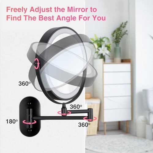 Magnifying Mirror with Lights 1x/15x Rechargeable: 8.5 inch Wall Mounted Lighted Makeup Mirror for Bathroom - Image 5