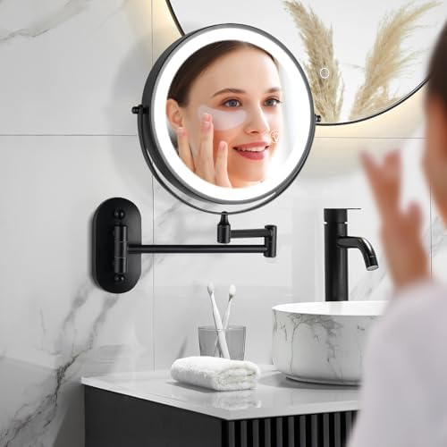 Magnifying Mirror with Lights 1x/15x Rechargeable: 8.5 inch Wall Mounted Lighted Makeup Mirror for Bathroom - Image 8