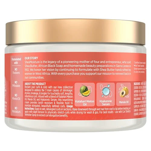 SheaMoisture Curl Stretch Multi-tasking Volume Cream Kalahari Melon Oil and a Tropical Vacation Scent With Hydrating Hyaluronic Serum, Defines Type 4 Curls For Days 11 Fl Oz - Image 2