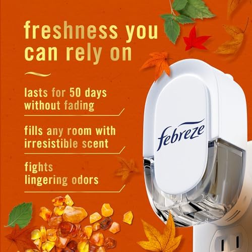 Febreze Plug In Air Freshener, Odor-Fighting Scented Oil Refill, Air Fresheners for Home and Bathroom and Kitchen, Long Lasting for Strong Odors, Crisp Fall Breeze Scent, 0.87oz Refills, 2 Count - Image 2