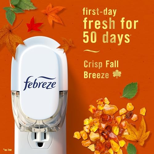 Febreze Plug In Air Freshener, Odor-Fighting Scented Oil Refill, Air Fresheners for Home and Bathroom and Kitchen, Long Lasting for Strong Odors, Crisp Fall Breeze Scent, 0.87oz Refills, 2 Count - Image 3