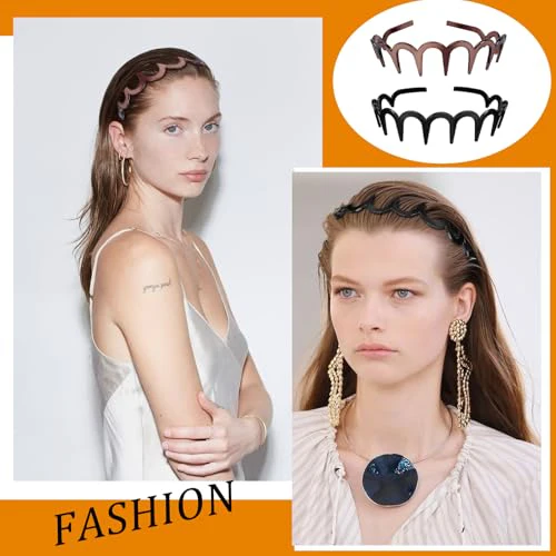 6Pcs Zig Zag Shark Tooth Headbands Comb Zigzag Plastic Hoop U Shaped Shark Tooth Hair Bands Wavy teeth Hair Hoop for Women Girls Hair Accessory Styling(6 Color) - Image 4
