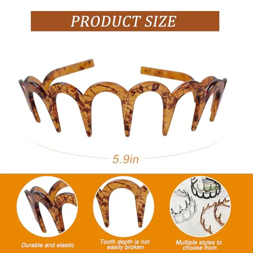 6Pcs Zig Zag Shark Tooth Headbands Comb Zigzag Plastic Hoop U Shaped Shark Tooth Hair Bands Wavy teeth Hair Hoop for Women Girls Hair Accessory Styling(6 Color) - Image 6