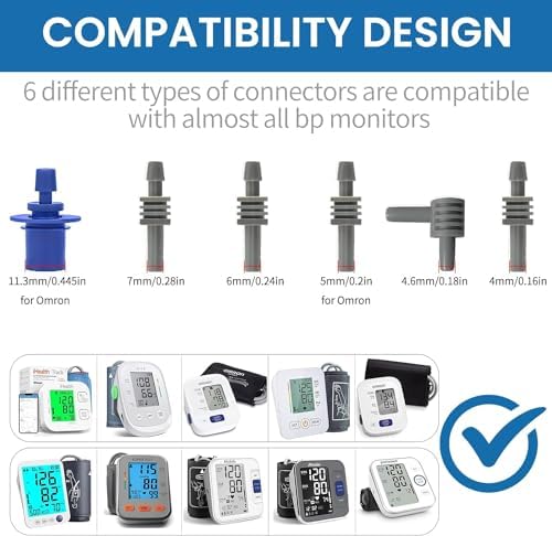 Blood Pressure Cuff *2, Extra Large for Big Arms(40-66cm)&Small Blood Pressure Cuff for Pediatric/Kids(15-24cm) - 6 Different Blood Pressure Connectors are Compatible with Most Bp Monitors(Blue) - Image 2