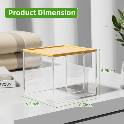 VITVITI Disposable Face Towel Holder Box, Acrylic Facial Towel Container for XL Clean Skin Club, Large Disposable Face Towel Storage with Bamboo Lid, for Bathroom, Vanity Makeup, Clear - Image 6