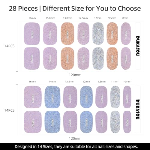 Semi Cured Gel Nail Strips - 28 pcs UV Gel Nail Stickers for Women, Work with Any UV Lamp, Long Lasting Gel Nail Wraps, Includes Prep Pads, Nail File & Wood Stick (Orchid Purple) - Image 5