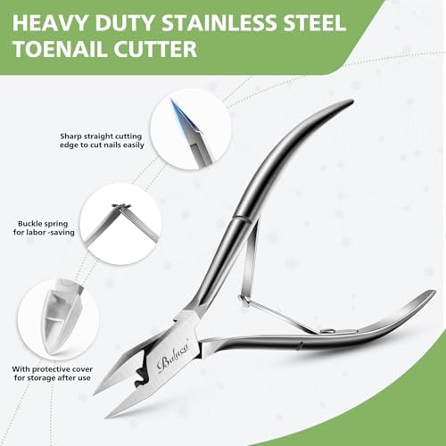 BALUCA Toenail Clippers Straight Blade for Thick Toenails and Ingrown Nails, Professional Stainless Steel Fingernail Toenail Clippers Trimmers for Seniors, Men and Adult - Sliver - Image 4