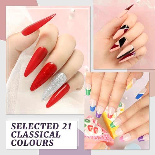 Lavender Violets Gel Nail Polish Set,UV LED Base,Glossy n Matte Top Coat,Blooming Gel Brush Pen Christmas Red Green Colors Sliver Glittery Gold White Pink Nail Art Women Beauty Gift 997 - Image 2