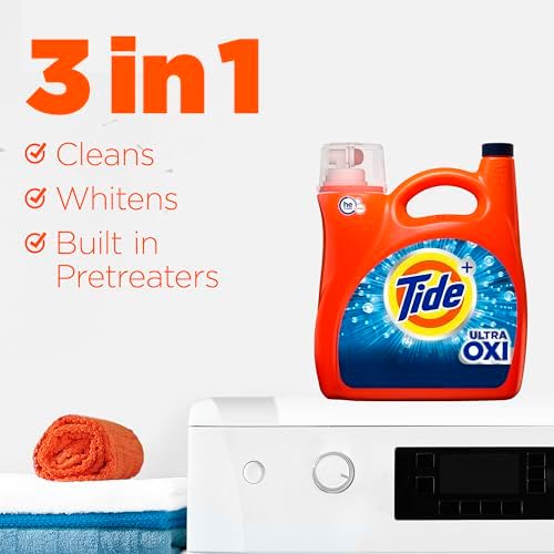 Tide Ultra Oxi Liquid Laundry Detergent, 74 Loads, 105 fl oz, HE Compatible - Image 4