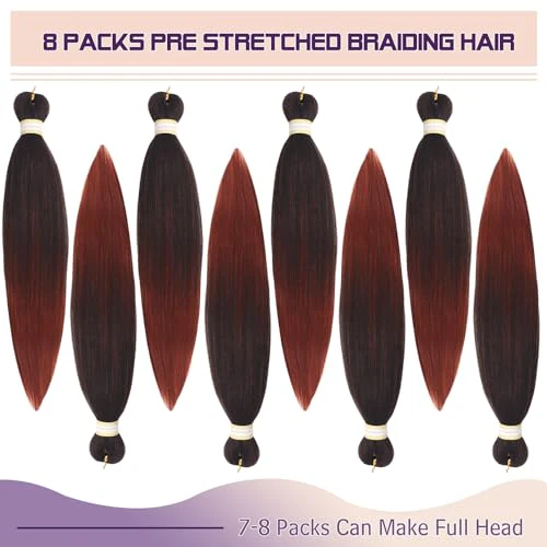 Beyond Beauty Braiding Hair pre stretched, Braids Synthetic Fiber Ombre Yaki Texture, Natural Easy Twist Braids Crochet Hair Hot Water Setting hair extensions - Image 3