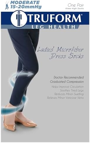 Truform Women's 15-20 mmHg Medical Compression Socks, Moderate Support Soft Stretch Comfort Microfiber, Knee High, Closed Toe, Tan, Medium - Image 3