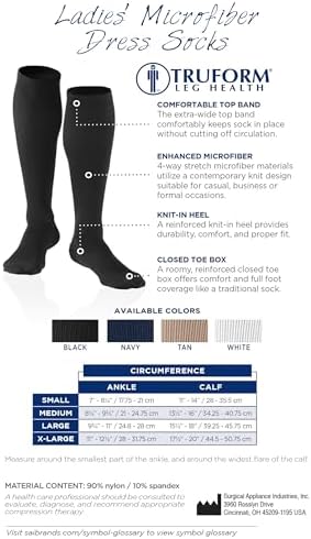 Truform Women's 15-20 mmHg Medical Compression Socks, Moderate Support Soft Stretch Comfort Microfiber, Knee High, Closed Toe, Tan, Medium - Image 4