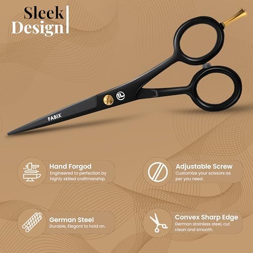 5” Professional Beard Mustache Scissors with 1 Beard Comb, 1 Mustache Comb and Travel Pouch - Perfect Beard Trimming Scissors for All Facial Hair Scissors - Grooming Scissors - Image 2