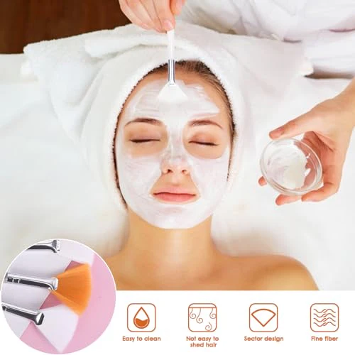 20 Pieces Fan Brushes Facial Applicator Brush Soft Makeup Mask Acid Applicator Brush Esthetician Cosmetic Brush for Mud Cream, Makeup Peel (White) - Image 3