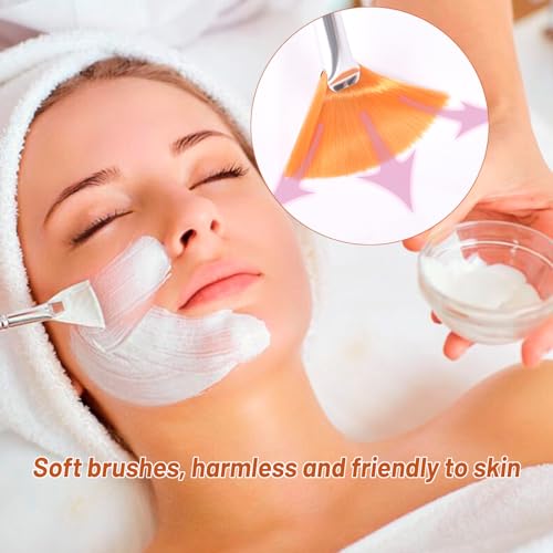 20 Pieces Fan Brushes Facial Applicator Brush Soft Makeup Mask Acid Applicator Brush Esthetician Cosmetic Brush for Mud Cream, Makeup Peel (White) - Image 4