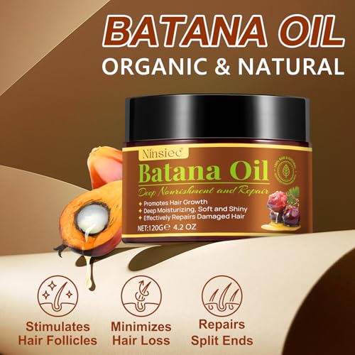 Raw Batana Oil for Hair Growth, Pure Unrefined and Organic Dr. Sebi Hair Growth Oil from Honduras, Batana Hair Growth Oil for Repairs Damaged Hair & Prevent Hair Loss (1pcs) - Image 2