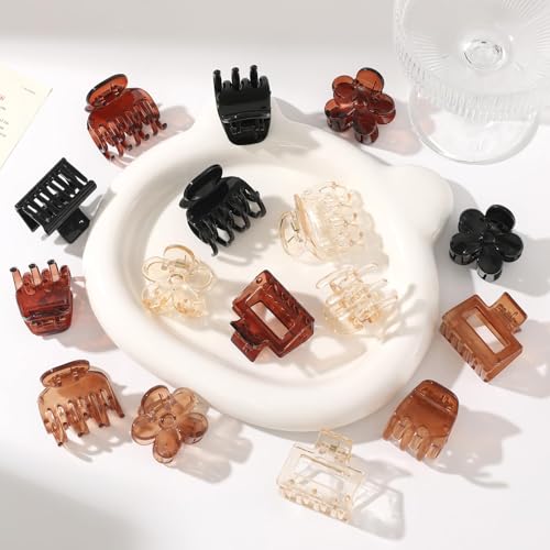 16 PCS Small Hair Clips for Women & Girls, Durable Matte Claw Clips for Thin Hair, Strong Hold Medium Hair Claw Clips, Mini Hair Clips, Cute Hair Accessories Amber Color Valentine's Day Gifts Holiday - Image 6