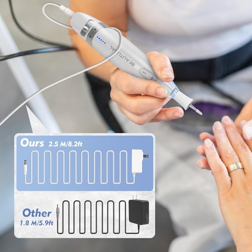 BEAUTURAL Electric Nail Drill, Professional Electric Nail File Machine with10 Attachments & 20 Sanding Bands, Low Noise Vibration for Home Nail Art Manicure Pedicure [Not Rechargeable and Cordless] - Image 6