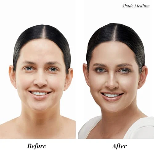 Jerome Alexander My Color Self-Adjusting Foundation, Hydrating & Lightweight Face Makeup, Skincare-Infused, with Kabuki Brush, Medium Dark, 1 oz - Image 3
