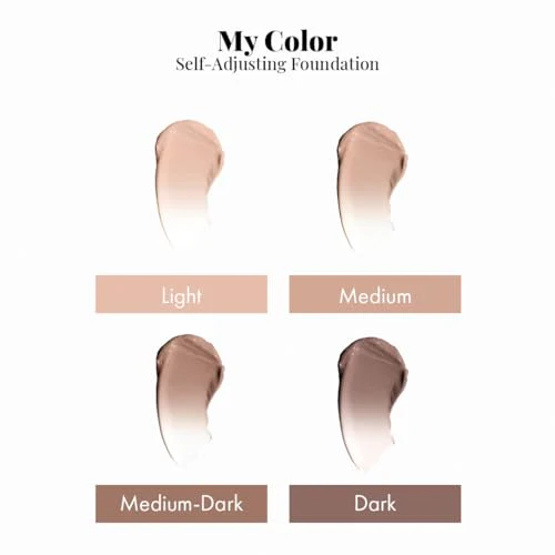Jerome Alexander My Color Self-Adjusting Foundation, Hydrating & Lightweight Face Makeup, Skincare-Infused, with Kabuki Brush, Medium Dark, 1 oz - Image 5