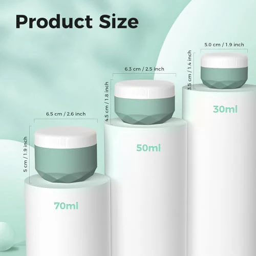 Travel Containers for Toiletries, Silicone Cream Jars TSA Approved 2.5oz Travel Size Containers with Toiletry Bag, Wide Mouth Leak-proof Travel Accessories with Lid for Cosmetic Cream - Image 2