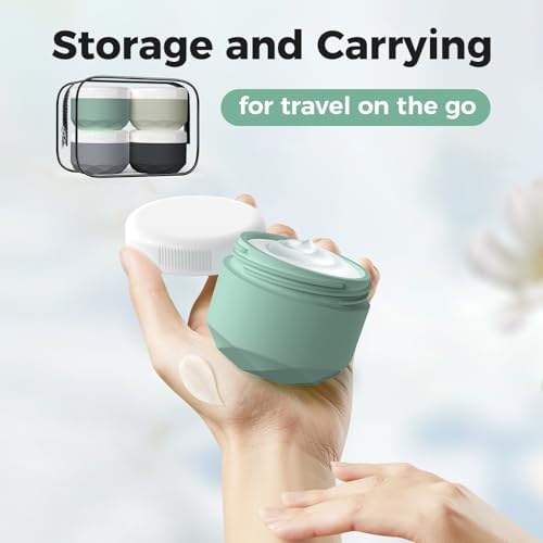 Travel Containers for Toiletries, Silicone Cream Jars TSA Approved 2.5oz Travel Size Containers with Toiletry Bag, Wide Mouth Leak-proof Travel Accessories with Lid for Cosmetic Cream - Image 3