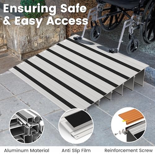 5" Rise Door Threshold Ramp with Updated Fixable Screws, Stable Portable Wheelchair Ramp for Home Steps, Aluminum Door Entry Ramps for Scooters, Power Chairs, Walkers, 800LBS Load Capacity - Image 4
