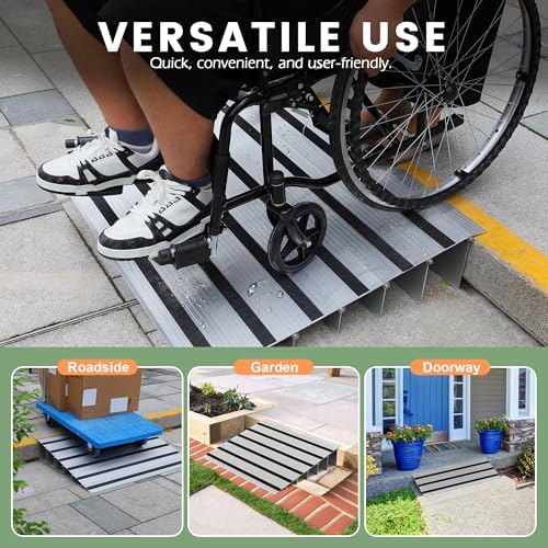 5" Rise Door Threshold Ramp with Updated Fixable Screws, Stable Portable Wheelchair Ramp for Home Steps, Aluminum Door Entry Ramps for Scooters, Power Chairs, Walkers, 800LBS Load Capacity - Image 6
