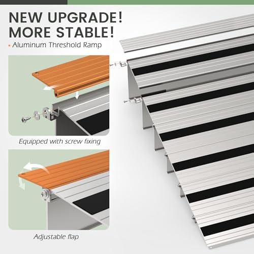 5" Rise Door Threshold Ramp with Updated Fixable Screws, Stable Portable Wheelchair Ramp for Home Steps, Aluminum Door Entry Ramps for Scooters, Power Chairs, Walkers, 800LBS Load Capacity - Image 9