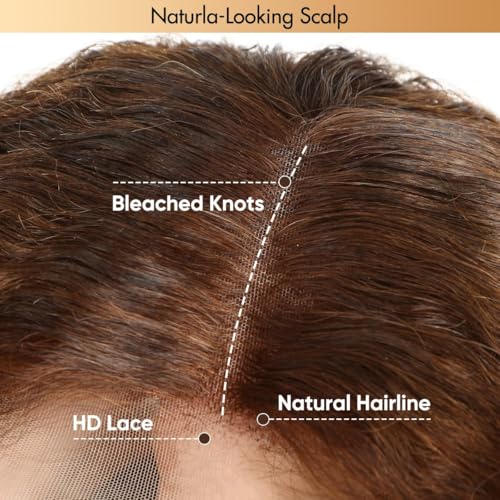SENSAIRUITE Chocolate Brown Deep Wave Lace Front Wigs Human Hair 13x4#4 Curly Lace Front Wig Human Hair 180% Density HD Transparent Glueless Lace Frontal Wigs Pre Plucked with Baby Hair 26 Inch - Image 5