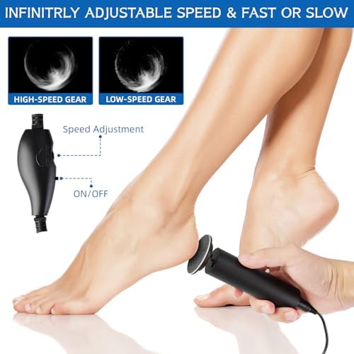 Electric Foot Filer-Electric Foot Callus Remover, Callus Remover for Feet, Dermave Electric Foot Callus Remover, 60pcs Snding Discs Dead Cracked Skin Calluses for Men/Women (Black) - Image 3
