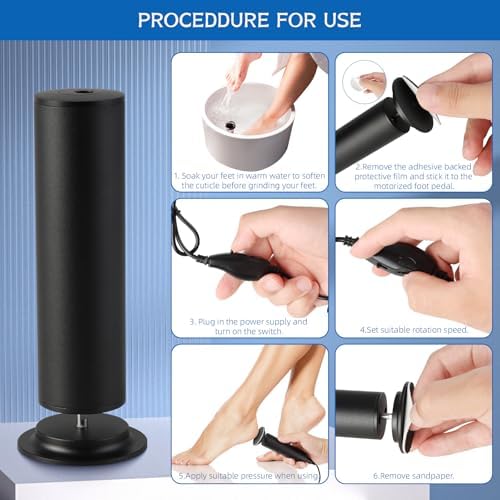 Electric Foot Filer-Electric Foot Callus Remover, Callus Remover for Feet, Dermave Electric Foot Callus Remover, 60pcs Snding Discs Dead Cracked Skin Calluses for Men/Women (Black) - Image 5