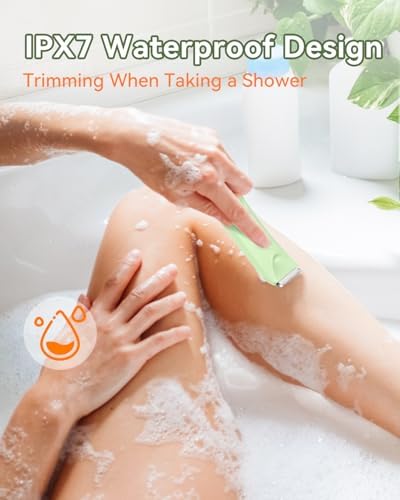 Waterproof Bikini Trimmer for Women, Body Pubic & Groin Hair Trimmer for Men with LED Light, USB Rechargeable & Travel Pouch (Green) - Image 3