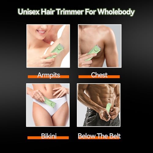 Waterproof Bikini Trimmer for Women, Body Pubic & Groin Hair Trimmer for Men with LED Light, USB Rechargeable & Travel Pouch (Green) - Image 5