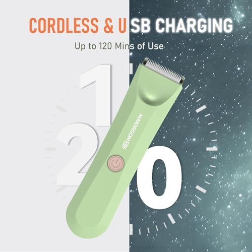 Waterproof Bikini Trimmer for Women, Body Pubic & Groin Hair Trimmer for Men with LED Light, USB Rechargeable & Travel Pouch (Green) - Image 7